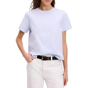 Kate Spade New York Womens Embroidered Spade Flower Logo Tee(Light Diamond Blue)