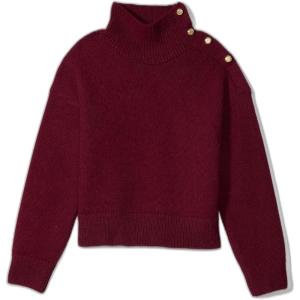 Kate Spade New York Womens Turtleneck with Bauble Buttons(Roasted Pomegranate)