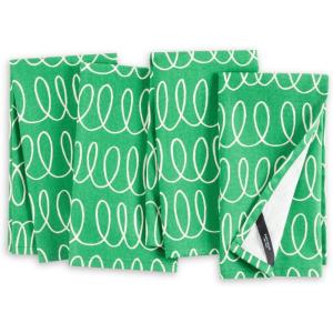 Kate Spade New York in The Loop Cloth Napkins 4-Pack Set, 100% Cotton, Machine Washable, Green/Cream, 20″x20″(Green/Cream)