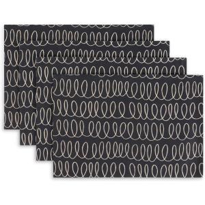 Kate Spade New York in The Loop Placemats 4-Pack Set, Reversible, 100% Cotton, Machine Washable, Green/Cream, 13″x19″(Black/Beige)