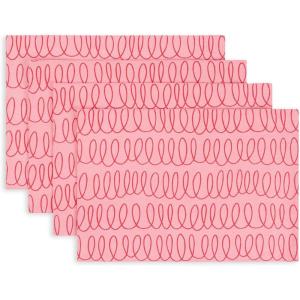 Kate Spade New York in The Loop Placemats 4-Pack Set, Reversible, 100% Cotton, Machine Washable, Green/Cream, 13″x19″(Rose Pink/Red)