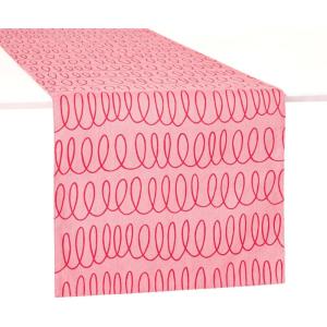 Kate Spade New York in The Loop & Joy Dot Reversible Table Runner, 100% Cotton, Machine Washable, Cream/Navy Blue, 15″x72″(Rose Pink/Red)