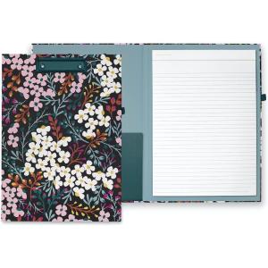 kate spade new york A4 Clipboard Folio with Low Profile Clip, Professional Padfolio Includes Lined Notepad, Pen Loop, and Pocket, Charmed Library(Fall Floral)