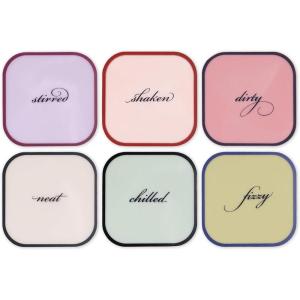 kate spade new york Acrylic Coaster Set of 6, Drink Coasters with Cocktail Quotes, Fun Bar Accessories for Home, 3.5″ x 3.5″ Square Design (Stirred, Shaken, Dirty & More)