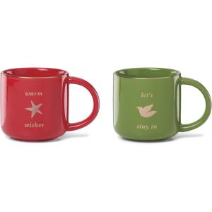 kate spade new york Be Jolly Warm Wishes Mugs, Festive Dinnerware, Service For 2, Christmas, Drinkware Set, Holiday Glasses
