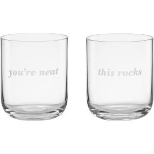 kate spade new york Bottoms Up & Top Me Off, Hiball Glasses, Set of 2(Double Old Fashioned Glasses)