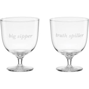 kate spade new york Bottoms Up & Top Me Off, Hiball Glasses, Set of 2(Wine Glasses  Big Sipper)