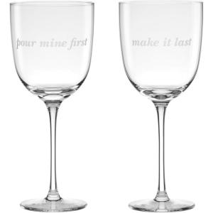 kate spade new york Bottoms Up & Top Me Off, Hiball Glasses, Set of 2(Wine Glasses  Make It Last)