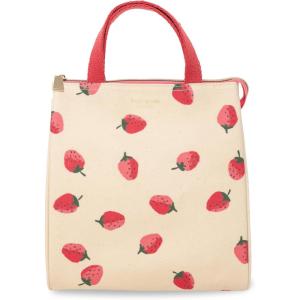 kate spade new york Cute Lunch Bag for Women, Large Capacity Lunch Tote, Adult Lunch Box with Silver Thermal Insulated Interior Lining and Storage Pocket (Strawberries)