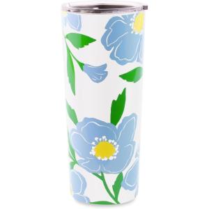 kate spade new york Cute Stainless Steel Mug, 24 Ounce Travel Tumbler, Double Wall Insulated Cup with Lid, Picture Dot (Black/White)(White  Blue)
