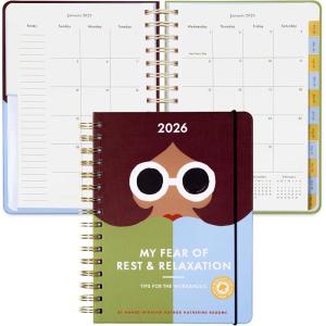 kate spade new york Daily Planner 2026 Large Agenda January-December 2026, Hardcover Weekly and Monthly Spiral Planner with Stickers (Book Club)