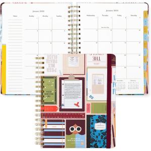 kate spade new york Daily Planner 2026 Mega Agenda January – December 2026, Hardcover Weekly and Monthly Spiral Planner with Stickers (Book Club)