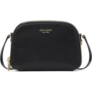 kate spade new york Devin Saffiano Leather Double Zip Dome Crossbody(Black)