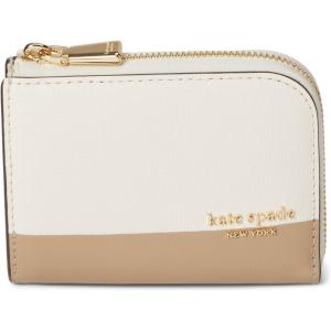 kate spade new york Devin Saffiano Leather Zip Card Case(Colorblocked Timeless Taupe Multi)