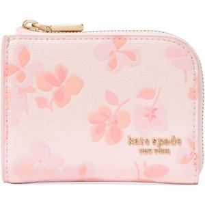 kate spade new york Devin Saffiano Leather Zip Card Case(Spring Pansies Blush Cloud Multi)