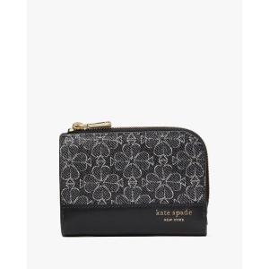 kate spade new york Devin Small Compact Wallet(Black Multi Spade Flower)