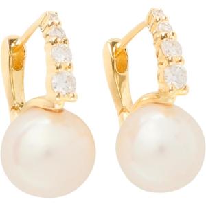 kate spade new york Fine Jewelry Meant to Be Pearl and Diamond Huggies, Gold/Pearl, One Size