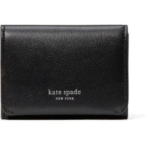 kate spade new york Halo Fine Grain Leather Card Case Trifold Wallet(Black)