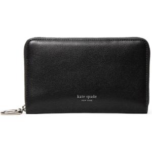 kate spade new york Halo Glazed Leather Medium Zip Around Wallet(Black)