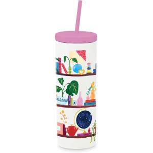 kate spade new york Insulated Tumbler with Reusable Straw, 20 Ounce Acrylic Travel Cup with Lid (Charmed Library)(Charmed Library)