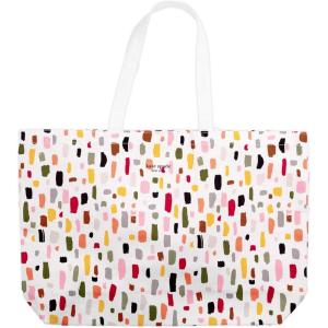 kate spade new york Large Canvas Tote Bag for Women, Cute Tote Bag for Work or Teacher, Canvas Beach Bag, Book Tote with Pocket, Painterly Strokes