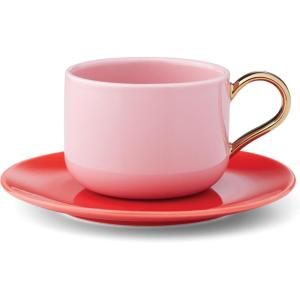 kate spade new york Make It Pop 8-Piece Cup & Saucer Set, MultiColor(Cup & Saucer  Pink/Red)