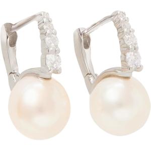 kate spade new york Meant To Be Fine Jewelry Earrings(Silver/Pearl Diamond Huggies)