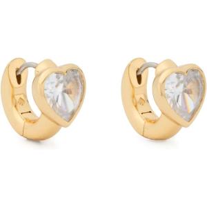 kate spade new york My Love Heart Huggies(Clear/Gold Studs)