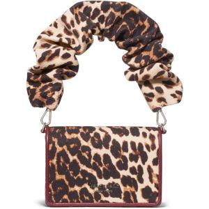kate spade new york Natasha Crinkle Patent Leather Card Case Crossbody(Leopard Multi With Scrunch Strap)