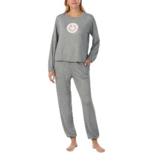 kate spade new york Pajamas for Women 2 Piece Set, Cozy Cotton Blend Sweater Knit Long Sleeve and Pant Lounge Set(Grey Heather)