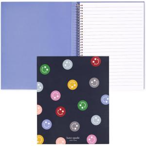 kate spade new york Small Concealed Spiral Notebook, 8.25″ x 6.75″ Journal Notebook with 112 Lined Pages (Book Club)(Spade Smiley)