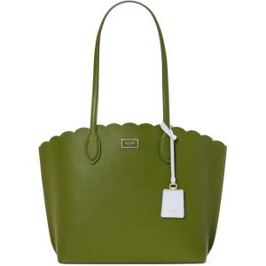 kate spade new york Suite Crossgrain Leather Large Open Tote Bag(Scalloped Jungle Vine)