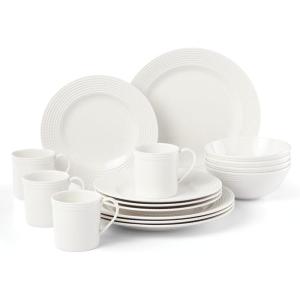 kate spade new york Wickford 14-Piece Dinnerware Set, 14 Count, White(16-Piece Place Setting)