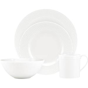 kate spade new york Wickford 14-Piece Dinnerware Set, 14 Count, White(4-Piece Place Setting)