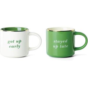 kate spade new york Wide Awake & Sound Asleep, Mugs, Set of 2, Blue(Got Up Early/Stay Up Late)