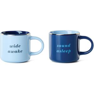 kate spade new york Wide Awake & Sound Asleep, Mugs, Set of 2, Blue(Wide Awake/Sound Asleep)