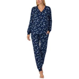 kate spade new york Women’s 2-Piece Long Sleeve Henley Top & Jogger Pant Pajama Set, Brushed Cozy Soft Jersey, Ribbed Cuffs(Sparkling Stars)