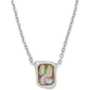 kate spade new york Women’s Brass Pendant Necklace, Abalone/Silver, Cubic Zirconia Glass Stone, Adult Fashion, 16″ Chain with 3″ Extension, 4.88g