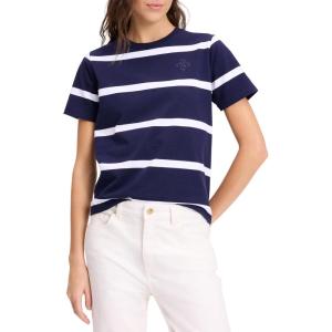 kate spade new york Womens Montauk Stripe Logo Tee(Planetary Navy/Fresh White)
