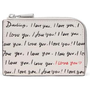 kate spade new york Women’s Pebbled Leather Mini Zip Card Case(Cream I Love You Script)