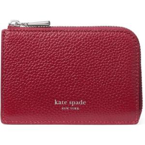 kate spade new york Women’s Pebbled Leather Mini Zip Card Case(Red Jam)
