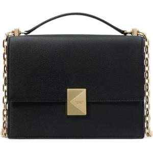 kate spade new york womens Deco Leather Flap Chain Crossbody(Black)