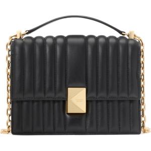 kate spade new york womens Deco Leather Flap Chain Crossbody(Quilted Black)