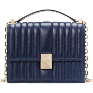 kate spade new york womens Deco Leather Flap Chain Crossbody(Quilted Parisian Navy)