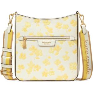 kate spade new york womens Hudson Pebbled Leather Large Messenger Crossbody(Yuzu Jam Multi Springtime Pansies)