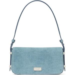 kate spade new york womens Liv Smooth Leather Shoulder Bag(Blue Suede Denim)