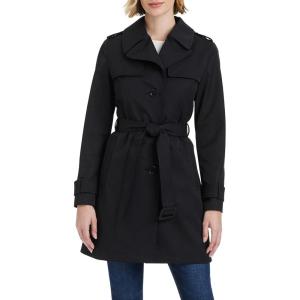 kate spade new york womens Pleated Back Trench Coat(Black)