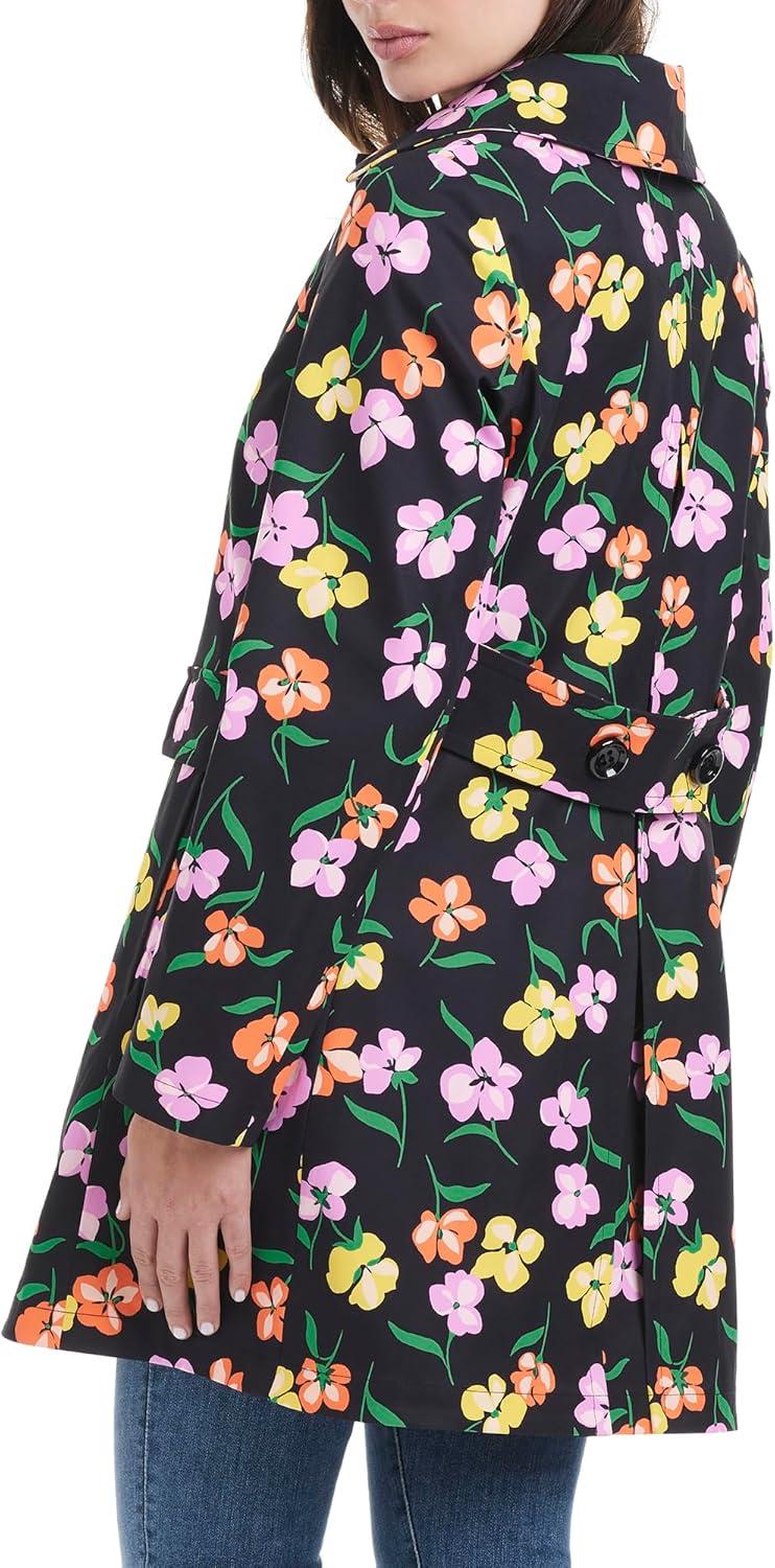 imageKate Spade New York Hooded ALine Raincoat with Removable Hood Spring Pansies Large