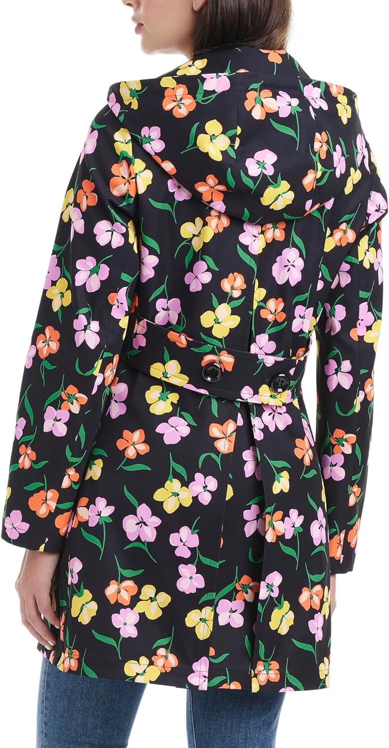 imageKate Spade New York Hooded ALine Raincoat with Removable Hood Spring Pansies Large