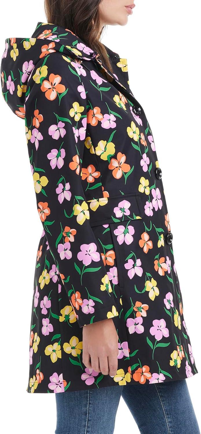 imageKate Spade New York Hooded ALine Raincoat with Removable Hood Spring Pansies Large